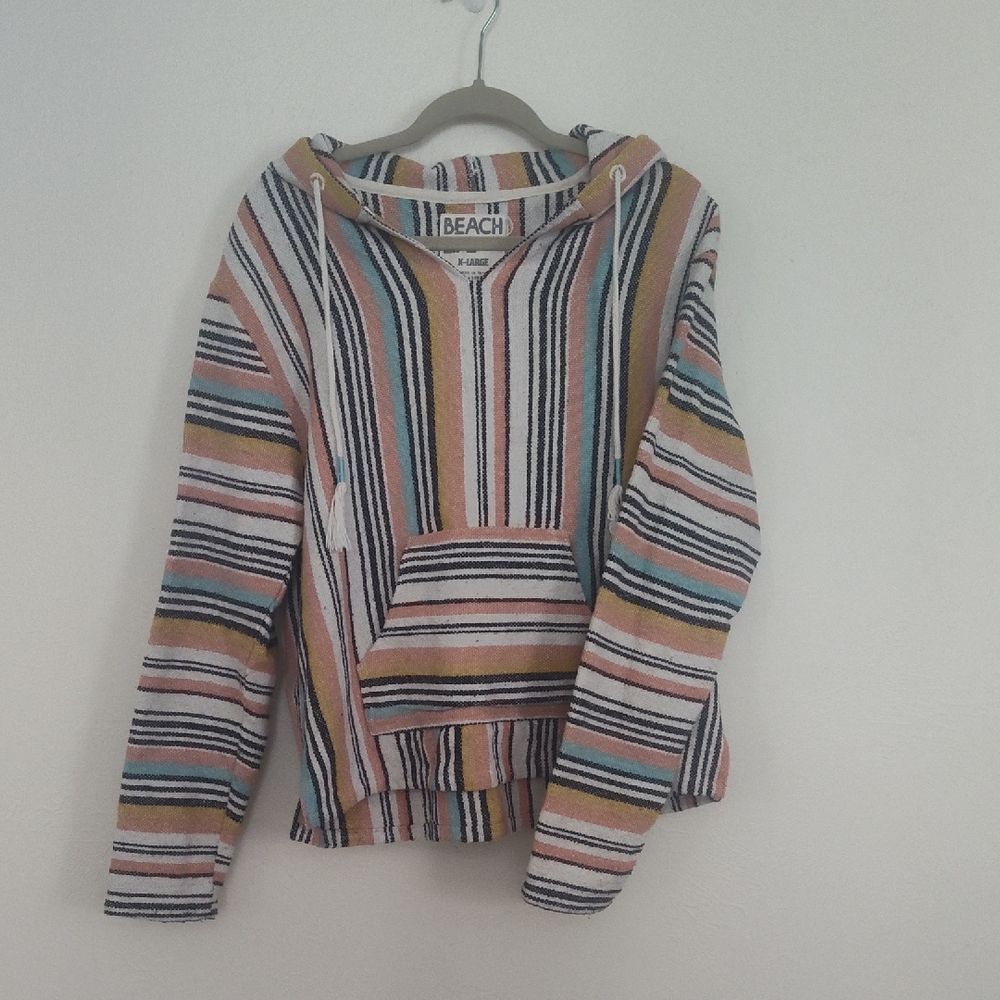 Striped Women's Hoodie Poncho